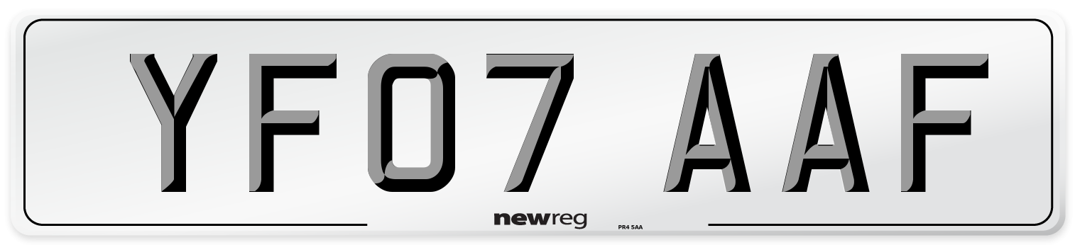YF07 AAF Number Plate from New Reg